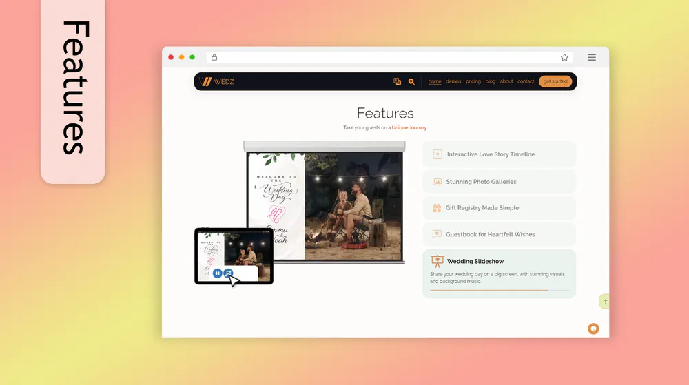 Wedz Website Features