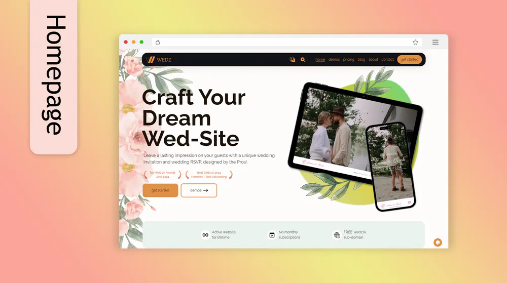 Wedz Website Homepage